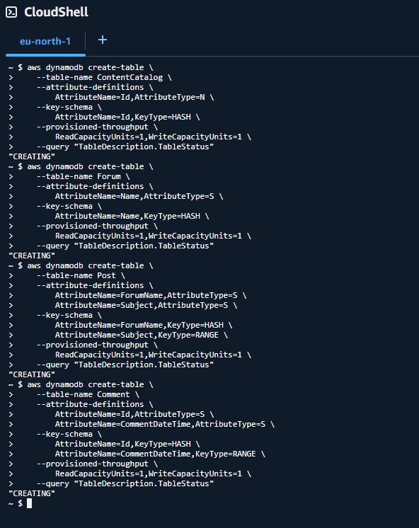 AWS CloudShell CLI Operations
