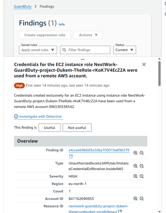 AWS GuardDuty Threat Detection