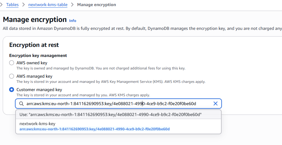 DynamoDB Encryption Configuration