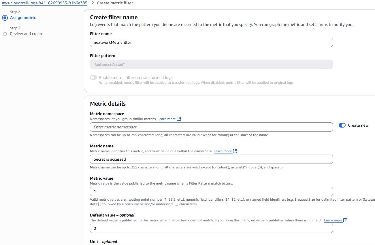 CloudWatch Metrics Configuration