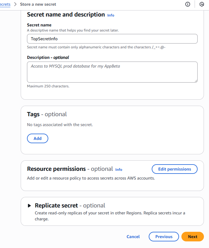 Secrets Manager Configuration