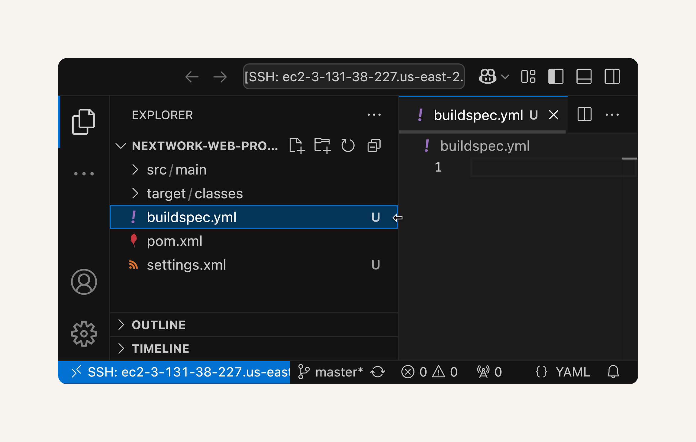 Location of buildspec.yml in the root directory.