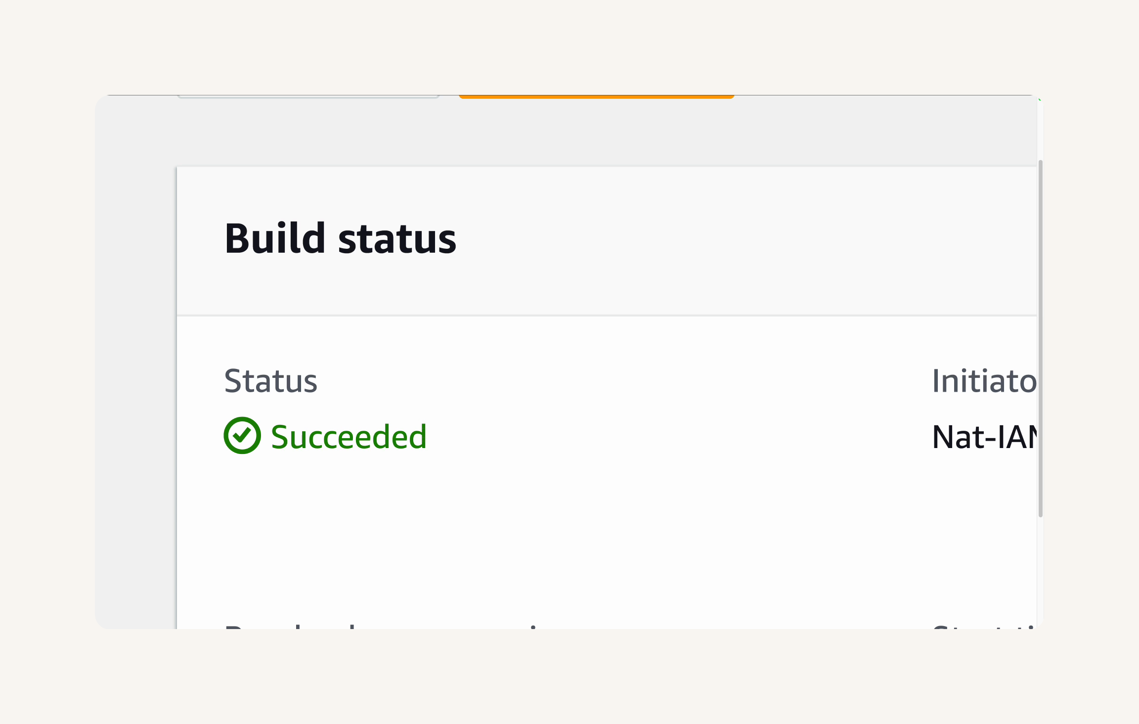 Another shot showing build status Succeeded.