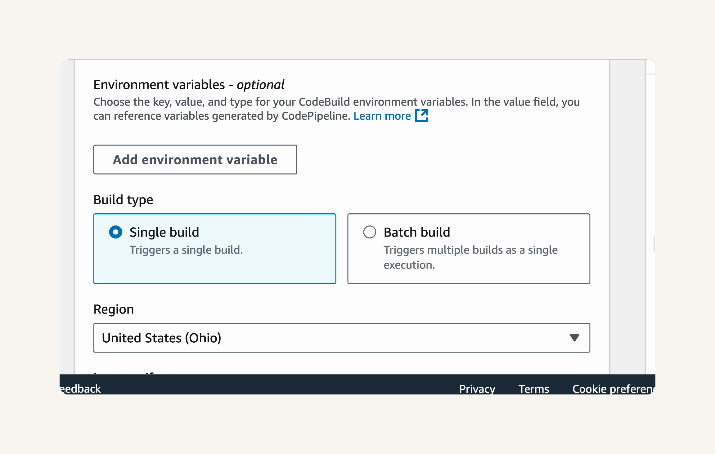Default build settings.