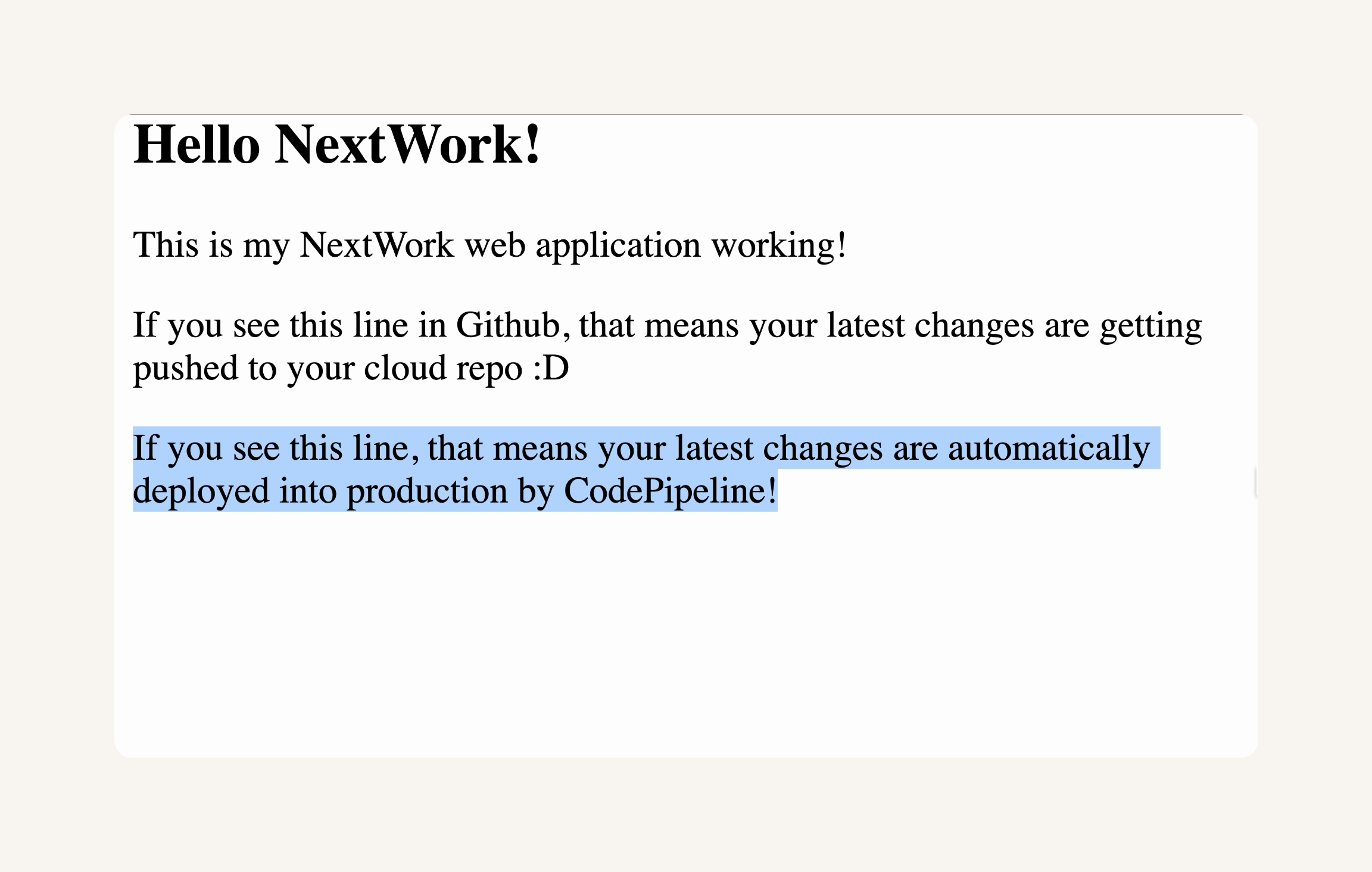 Web app with new line deployed.
